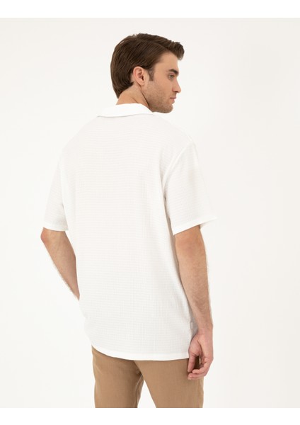 Erkek Beyaz Regular Fit Örme Gömlek 50286124-VR013