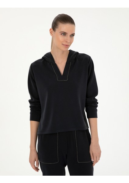 Kadın Siyah Regular Fit Sweatshirt 50282639-VR046
