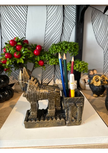 Dekoratif Truva Atı Kalemlik Polyester