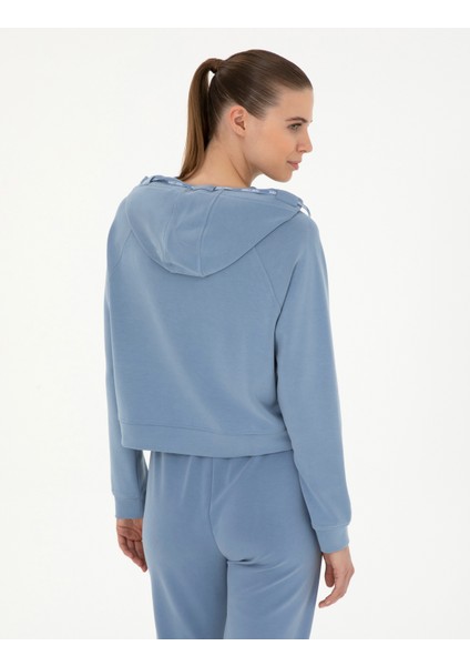 Kadın İndigo Regular Fit Modal Kumaş Crop Sweatshirt 50283339-VR028