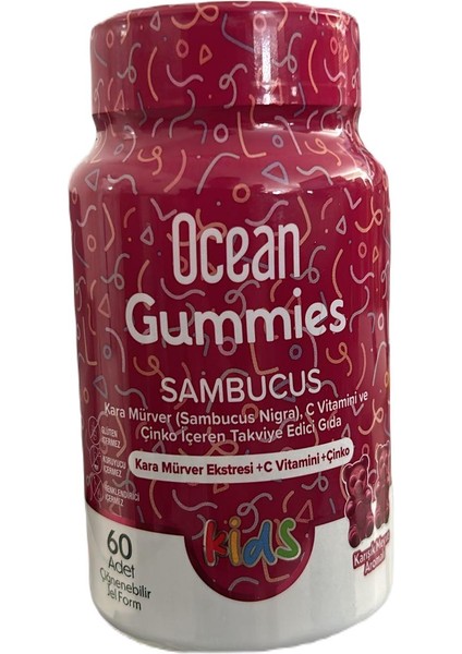 Ocean Gummies Sambucus 60 Adet Çiğnenebilir Jel Form 8697595873748