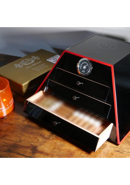 Myon Paris Pyramid Humidor Puro Kutusu Mat Siyah 50's
