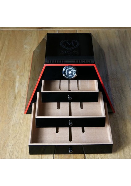 Myon Paris Pyramid Humidor Puro Kutusu Mat Siyah 50's