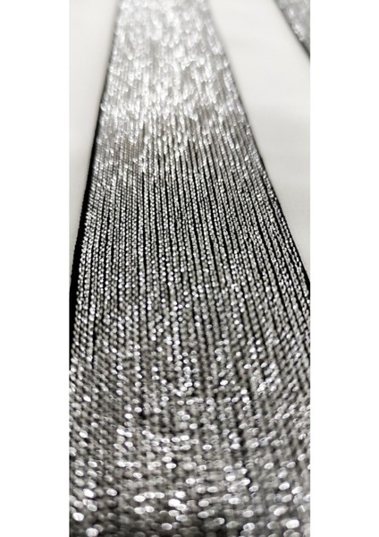 4cm Genişlikte Düz Gümüş Simli Lastik Şerit / 1 Metre