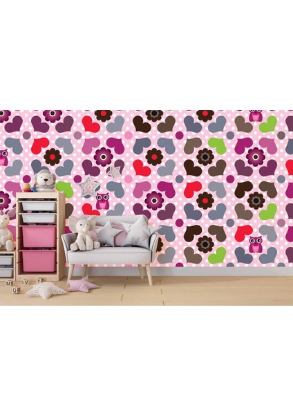 Kalp Ve Çiçek Desenli Çocuk Çocuk Odası Duvar Kağıdı Baskı fırsatları