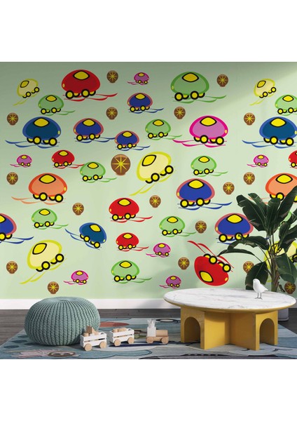 Mantar Arabalar Çocuk Odası Duvar Kağıdı Baskı modelleri