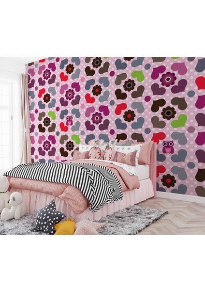 Kalp Ve Çiçek Desenli Çocuk Çocuk Odası Duvar Kağıdı Baskı fiyatları