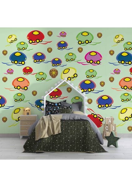 Mantar Arabalar Çocuk Odası Duvar Kağıdı Baskı fırsatları