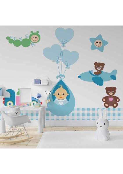 Uçan Bebek Çocuk Odası Duvar Kağıdı Baskı