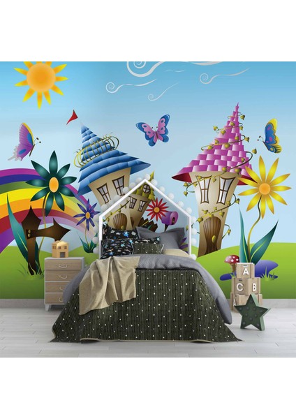 Sevimli Kasaba Çocuk Çocuk Odası Duvar Kağıdı Baskı fırsatları