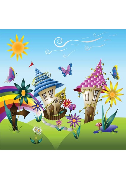 Sevimli Kasaba Çocuk Çocuk Odası Duvar Kağıdı Baskı indirimleri