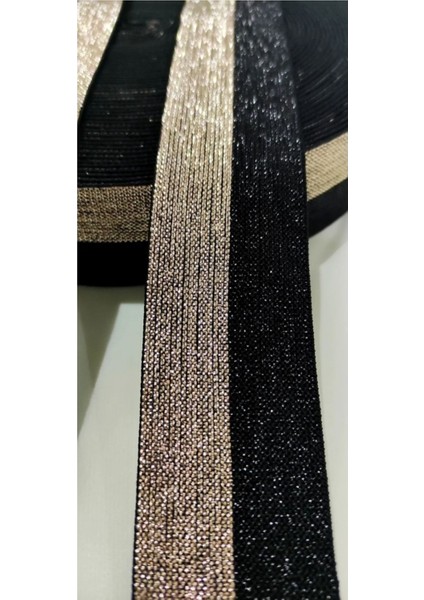 4cm Genişlikte Düz Bakır/siyah Simli Lastik Şerit / 1 Metre