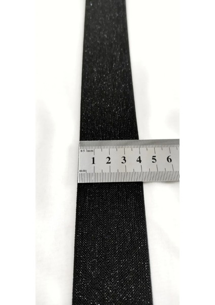 4cm Genişlikte Düz Siyah Simli Lastik Şerit / 1 Metre