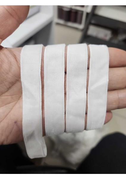 2cm Ekru (Kırık Beyaz) Kadife Kurdele Şerit 5 Metre
