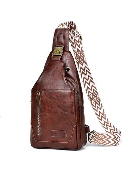 Iş Retro Erkek Büyük Kapasiteli Omuz Crossbody Çanta Taşınabilir Su Geçirmez Taktik Göğüs Çantası (Yurt Dışından)