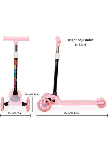 Katlanabilir Çocuk Scooter'ı 2-8 Yaşında Üç Tekerlekli Yanıp Sönen Scooter (Yurt Dışından)