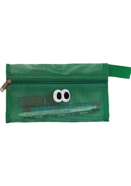 Büyük Gözler Örgü Kalem Çantası Büyük Kapasiteli Öğrenci Kırtasiye Şeffaf Karikatür Sevimli Yüksek Değerli Saklama Çantası (Yurt Dışından)