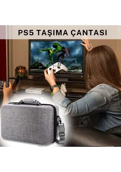 Ps5 CD ve Dijital Model Konsol Ergonomik Seyahat Çantası Gri