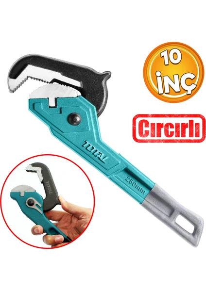 Total Cırcırlı Boru Anahtarı 10'' Ingiliz Anahtar 3.8 cm Ağız 25 cm Boy Çırçırlı Sökme Sıkma Tutma