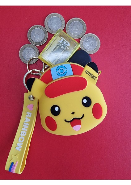Pokemon Pikachu Figürlü Yumuşak Silikonlu Fermuarlı Mini Cüzdan Anahtarlık Çanta Süsü Model 2- 10 cm fırsatları