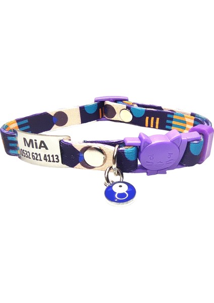 Güvenlik Kilitli Isimli Kedi Tasması, Sallanmayan Isimlik, Kedi Künyesi, Kedi Isimlik, Safety Click