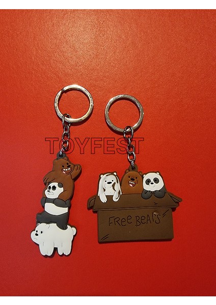Kafadan Ayılar Figürleri - Grizzly - Panda - Ice 2 Li Çanta Akesuarı Anahtarlık Seti - Model 2 modelleri