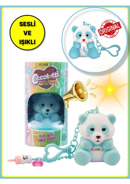 Coccolotti Interaktif Sesli ve Işıklı Sevimli Pandalar Anahtarlık & Çanta Akesesuarı - Mavi Panda