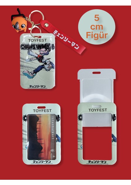 Chainsaw Man Japon Anime Pochita ve Denji Figürlü Anahtarlık Çanta Aksesuarı ve Kartlık - 2 Adet indirimleri