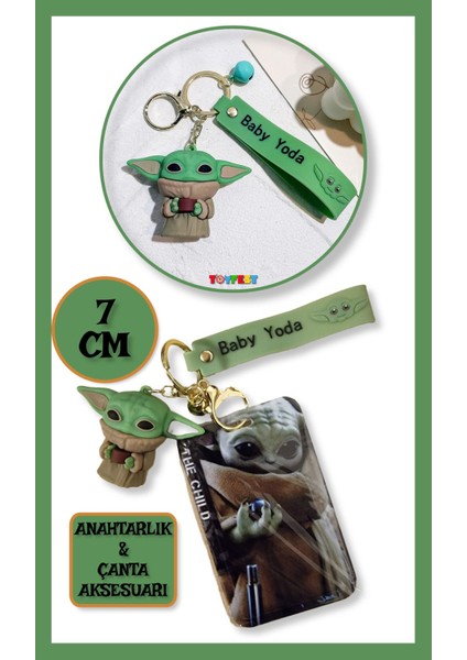 Star Wars Mandalorian The Child Grogu Baby Yoda Figür Anahtarlık ve Kartlık 2 Si Bir Arada - Model 5