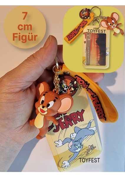 Tom&jerry - Jerry Fare Figürlü Yumuşak Silikonlu Anahtarlık Çanta Aksesuarı ve Kartlık 2si Bir Arada