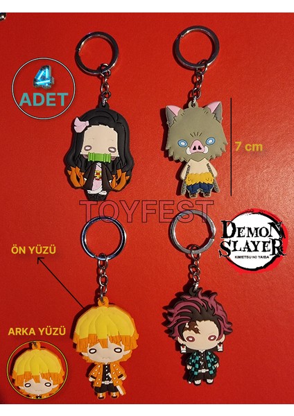 Demon Slayer Figürleri Tanjirou Nezuko Agatsuma Zenitsu Hashibira Inosuke Itabag Anahtarlık -4 Adet fiyatları