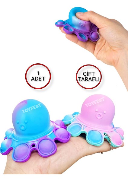 Push Popper Flip Octopus - Yumuşak Stress Giderici Çift Taraflı Anahtarlık Çanta Aksesuarı (1 Adet) fiyatları