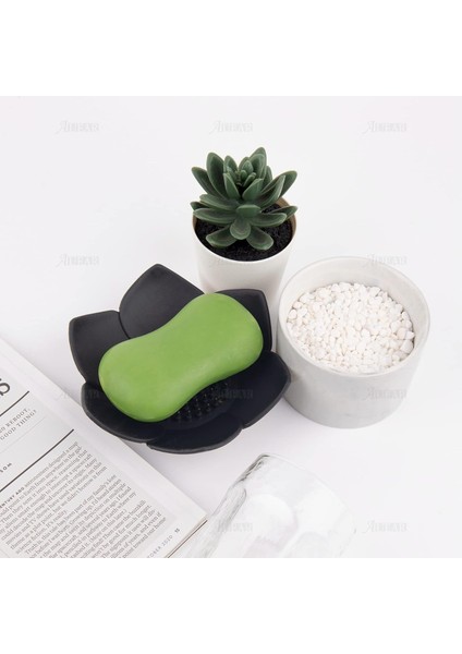 Lotus Desenli Sabun ve Sünger Tutacağı Silikon Su Giderli Lotus Şekilli Şık Katı Sabunluk fiyatları