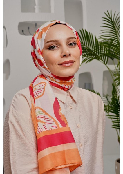 Yaprak Desen Kırmızı Soft Pamuk Şal indirimleri