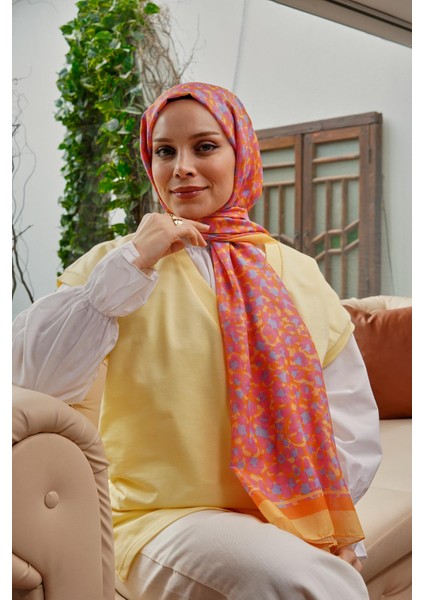 Leopar Desen Pembe Soft Pamuk Şal