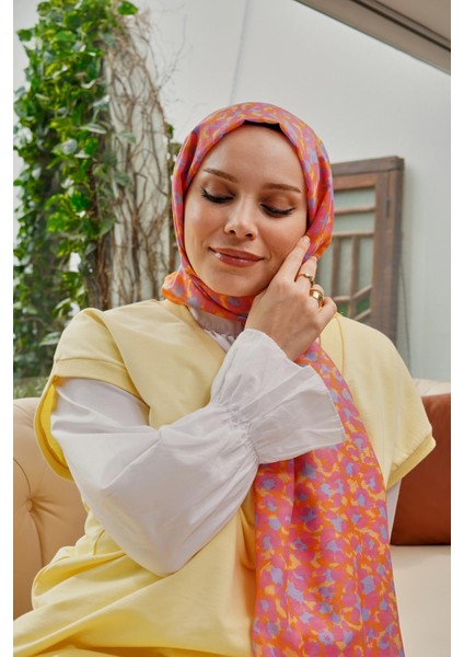 Leopar Desen Pembe Soft Pamuk Şal