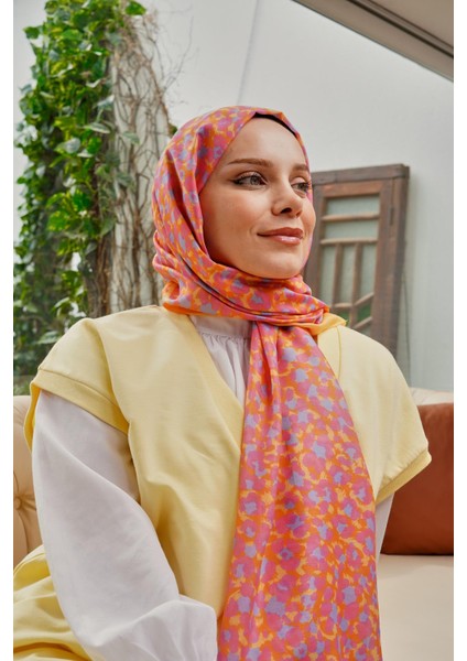 Leopar Desen Pembe Soft Pamuk Şal