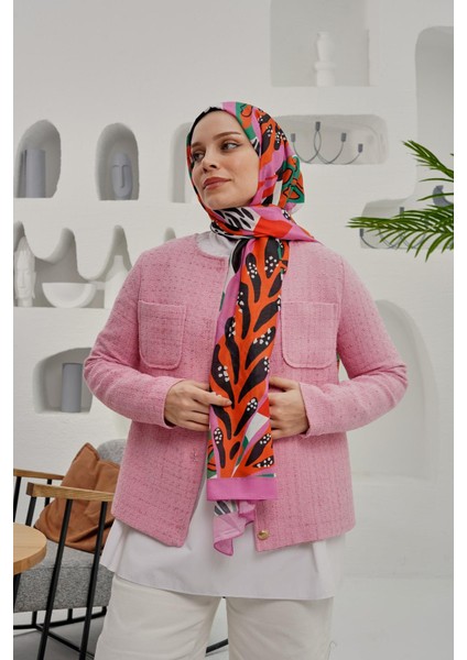 Tropikal Yaprak Desen Pembe Soft Pamuk Şal fiyatları