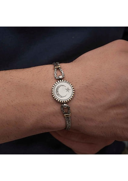 925 Ayar Gümüş Ay Yıldız Erkek Bileklik fiyatları