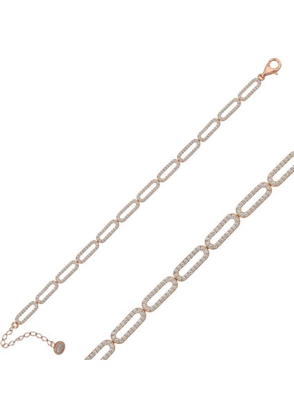 925 Ayar Gümüş Rose Oval Taşlı Bileklik