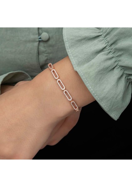925 Ayar Gümüş Rose Oval Taşlı Bileklik indirimleri