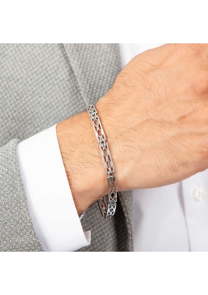 925 Ayar Gümüş Oksitli Erkek Bileklik