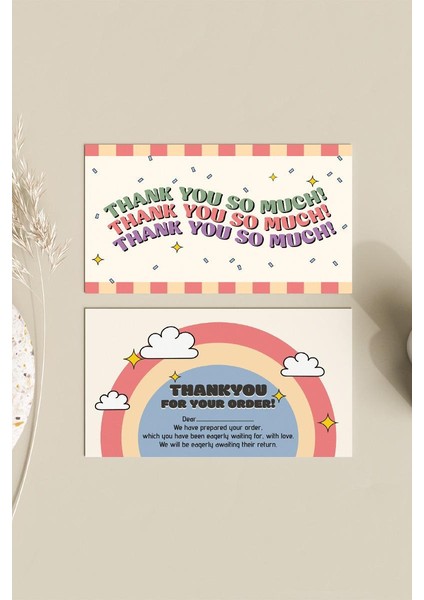50 Adet Çift Yön Kargo Paketleme Teşekkür Kartı Thank You Cart PYTKT0SKK50