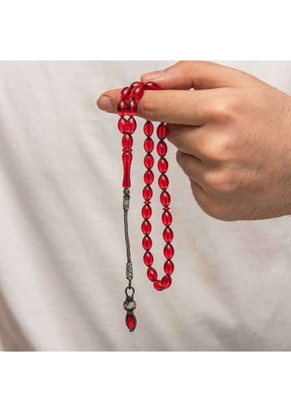 Gümüş 1000 Ayar Kazaz Püsküllü Sıkma Kehribar Tesbih fırsatları