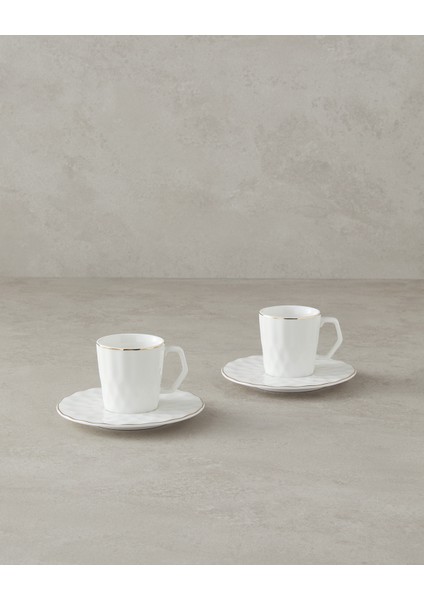 Hestia New Bone China 4 Parça 2 Kişilik Kahve Fincan Takımı Beyaz