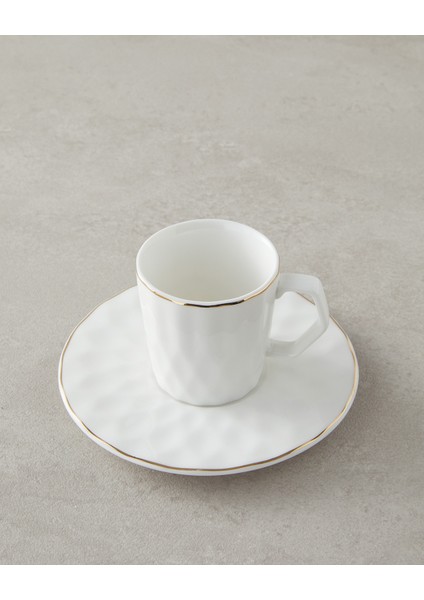 Hestia New Bone China 4 Parça 2 Kişilik Kahve Fincan Takımı Beyaz