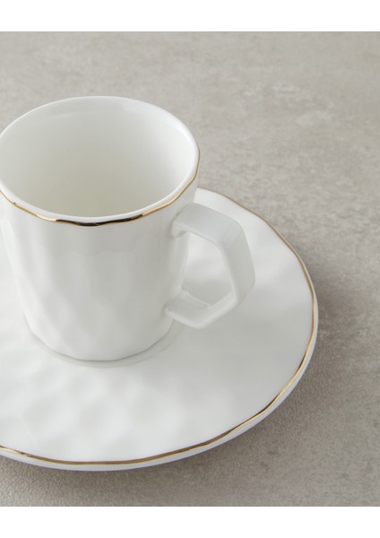 Hestia New Bone China 4 Parça 2 Kişilik Kahve Fincan Takımı Beyaz