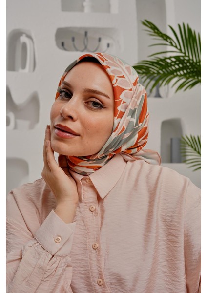 Yaprak Desen Açık Yeşil Soft Pamuk Eşarp
