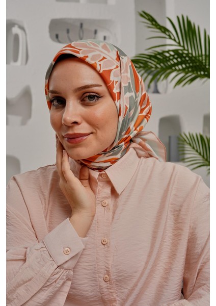 Yaprak Desen Açık Yeşil Soft Pamuk Eşarp