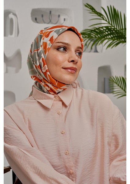 Yaprak Desen Açık Yeşil Soft Pamuk Eşarp